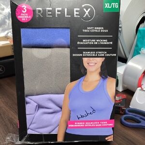 Reflex Size XL 3 Pack of Soft Ribbed Seamless Tank Tops